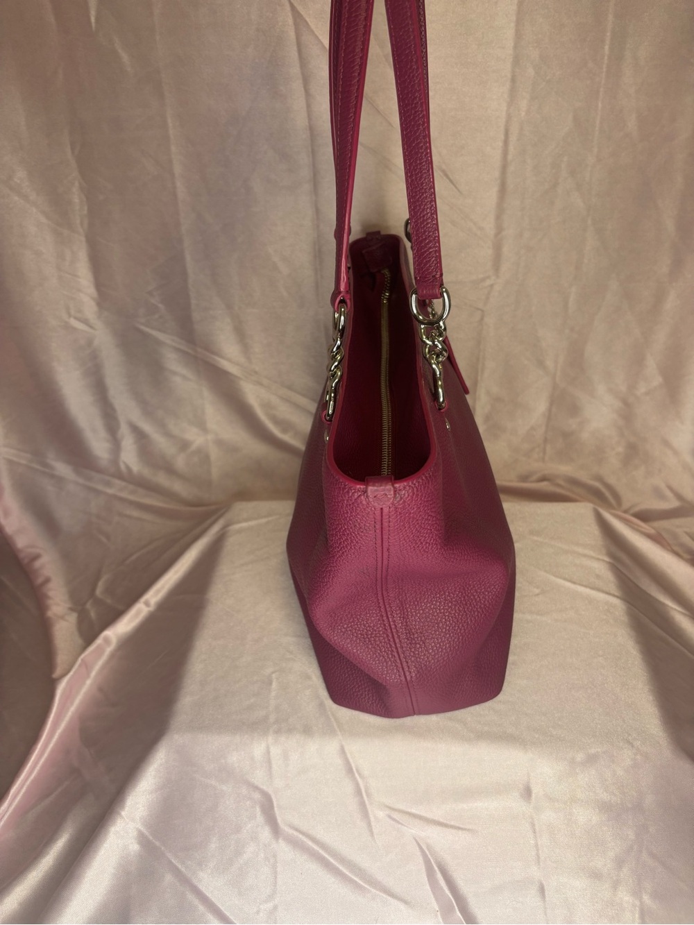 Coach Pebbled Leather Tote in Berry Plum - Picture 4 of 13